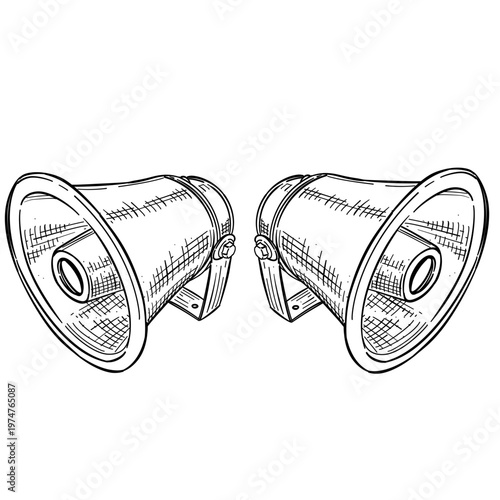 horn speaker vector line art hand drawn illustration