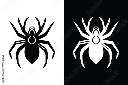 Modern Spider Silhouette Vector Icon Hanging Web Animal Symbol