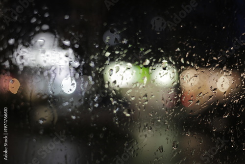 Close-up of raindrops on a window pane.