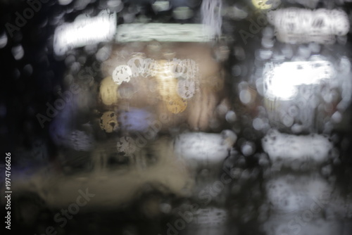 Close-up of raindrops on a window pane.