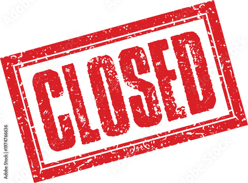 Red grunge rubber stamp with the word closed