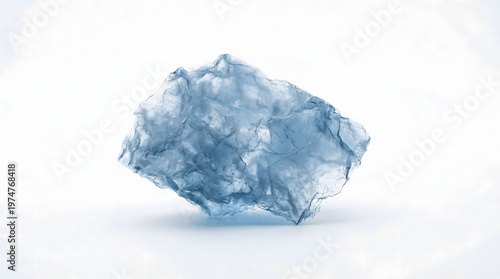 Fragment of Unbranded Blue Translucent Aerogel on White Background