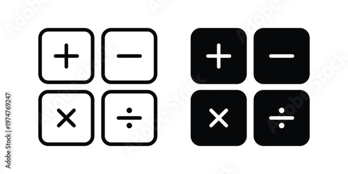 Arithmetic Symbols Vector Icon Set for Addition Subtraction Multiplication Division Design