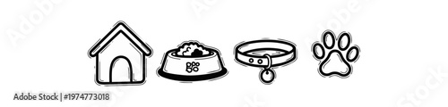 Dog care icon set simple black and white