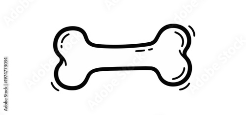 Dog bone illustration white outline isolated on black