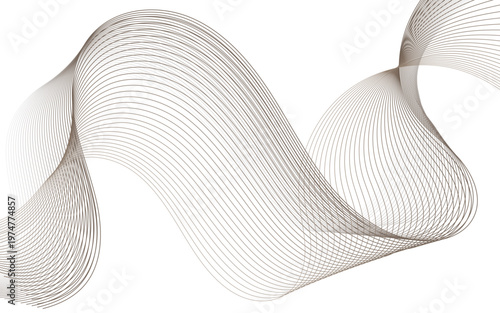 Abstract Minimal Black Wave Lines On White Background With Flowing Curves And Modern Design.