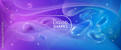 Abstract 3d Background. Gradient Wallpaper with Neon Liquid Shapes.