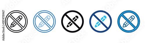 No Writing Icon Set Multiple Style Of