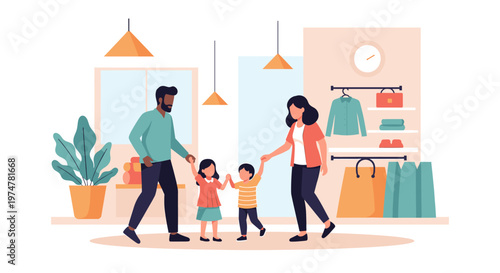 A modern illustration of a potted plant on a shelf evokes feelings of serenity, growth, and a connection to nature. Suitable for lifestyle blogs or ma