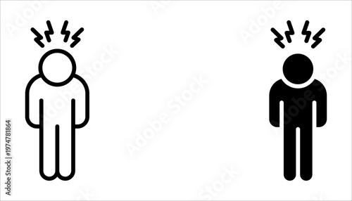 Depression man icon set. Depress, sad, lonely, stress concept. vector illustration on white background