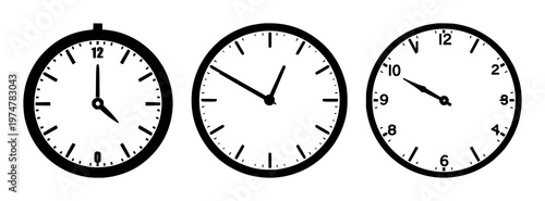 Pension fund retirement clock icon set with solid black icon on white background featuring clock, pension, finance with retirement and investment