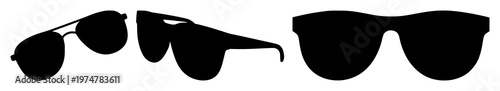 Sunglasses set with solid black icon design featuring eye protection, fashion accessory, graphic illustration with stylish silhouette and monochrome.