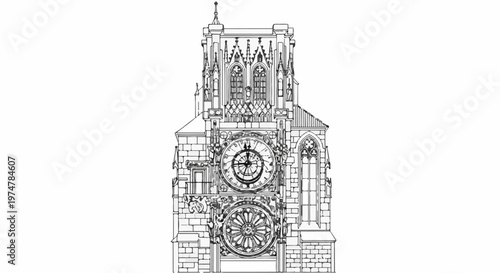 Ornate Gothic clock tower with intricate carvings and large circular face