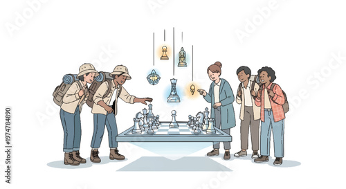 Group of diverse students and a teacher in a science lab experiment