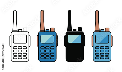 Walkie talkie icon vector portable radio device security communication emergency team coordination symbol design