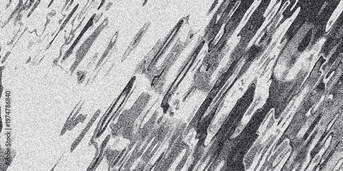 Abstract monochrome wavy lines with granular texture and fluid motion effect creating a textured and organic visual background
