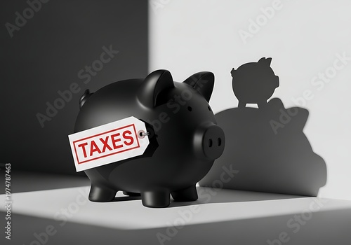 Black piggy bank with 