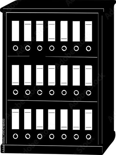 Office Cabinet with Organized Binders and Files Illustration