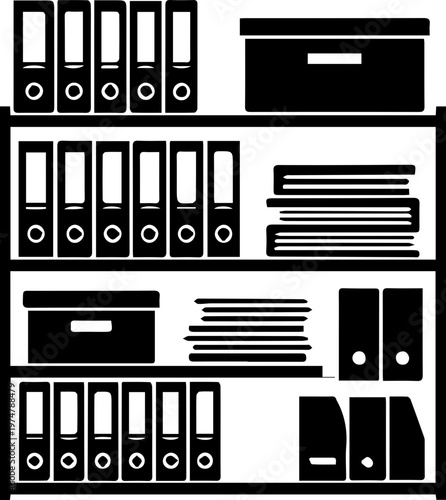 Office Cabinet with Organized Binders and Files Illustration