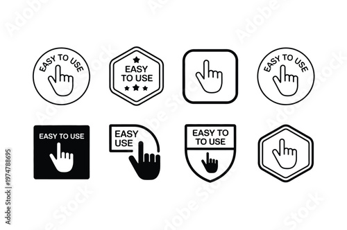 Easy to use icon vector illustration simple flat design user-friendly label symbol modern minimal style graphic element.