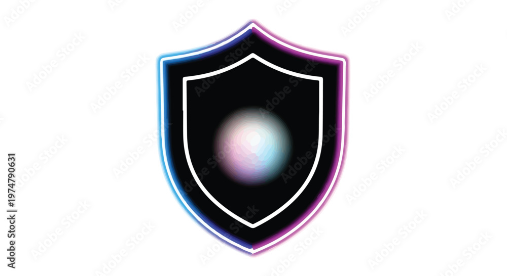 Fototapeta premium Shield emblem with ribbon glossy 3D icon design