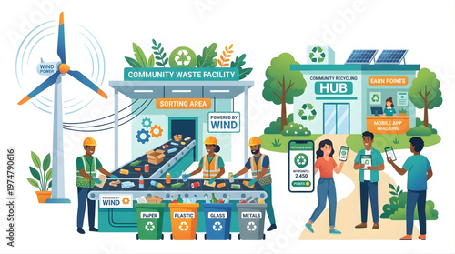 Smart community waste facility powered by wind energy with digital tracking system