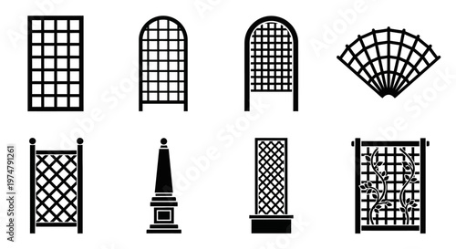 Garden Trellis Silhouettes: Variety of Decorative Outdoor Structures for Plants