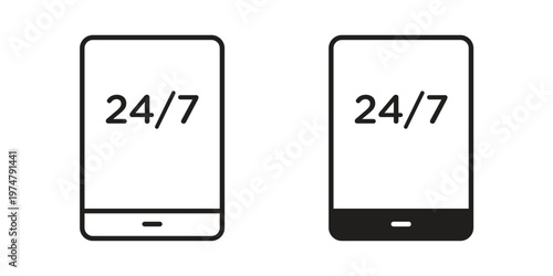 24 7 support icon for graphic and web design. EPS10