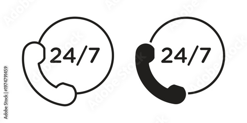 24 7 call support icon for graphic and web design. EPS10