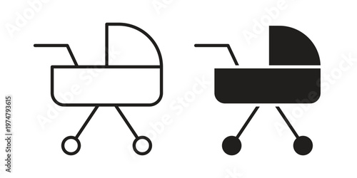 Baby stroller carriage icon for graphic and web design. EPS10
