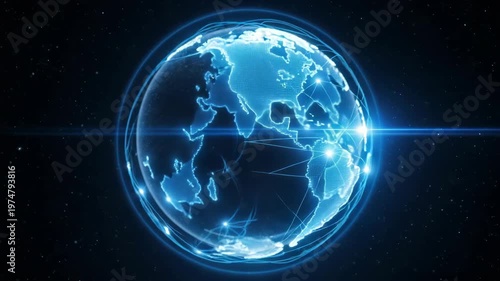 Digital globe representing global connectivity and networks in a futuristic design