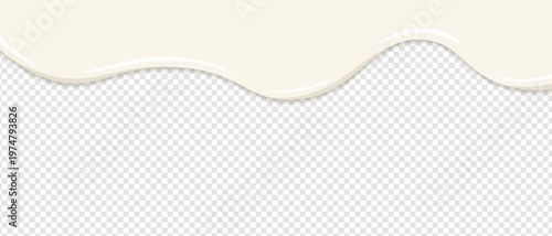 Creamy sauce drip. Realistic liquid cheese and mayonnaise texture with melting milk waves. Flowing white background for dairy food designs. Healthy yoghurt illustrations and buttery dressing splashes.