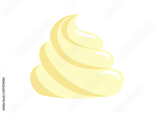 Creamy sauce swirl drop. Isolated thick mayonnaise and greek yogurt blob with melting texture. Vector aioli and cheese sauce element for healthy snack menus and dairy food designs. Thick droplet.