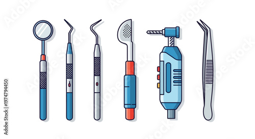 A set of dental tools and equipment for professional use in a clinic