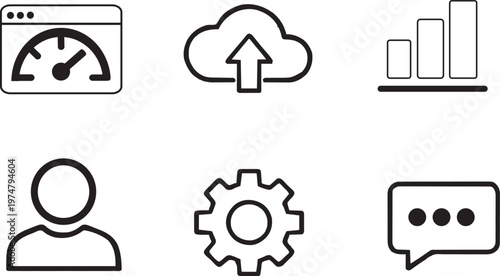 UI UX icon set, user interface and user experience symbols, modern flat design system icons for web.