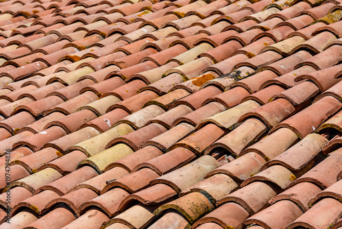 Background of the orange roof tile. Tile pattern