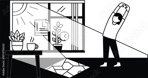 man stretching in morning light