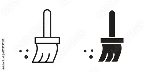 Broom sweeping dust icon for graphic and web design. EPS10