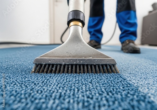 Carpet cleaning with cleaning professional domestic maintenance household background