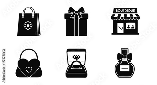 Vector illustration of set of shopping icons, simple style on a transparent background