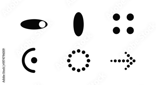 Vector illustration of set of abstract geometric shapes and loading icons on a transparent background