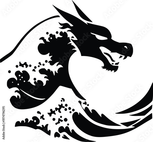 Mythical creature with horse-like features and intricate mane and tail patterns