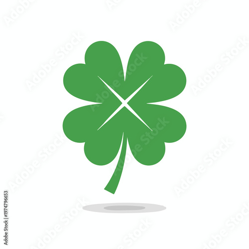 A green four-leaf clover with a white x marking its center