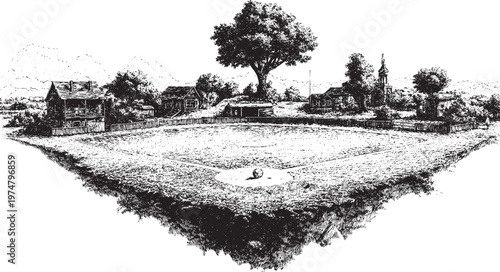 Baseball Field illustration, vector format. This vector illustration can be used in any size you like for advertising, logos, and other work.