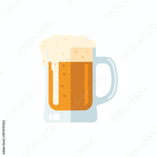 A glass mug filled with golden beer and topped with frothy foam