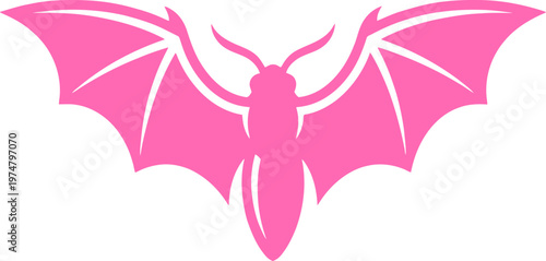 Pink moth silhouette vector, stylized butterfly insect with spread wings, vibrant magenta moth icon for feminine branding and nature logos