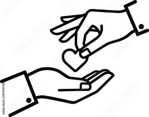 Hands exchanging a heart