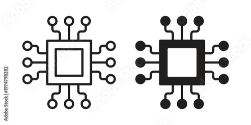 Computer microchip icon for graphic and web design. EPS10
