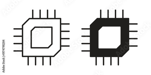 Computer microprocessor icon for graphic and web design. EPS10
