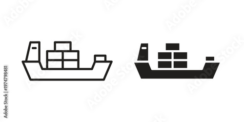 Container ship icon for graphic and web design. EPS10